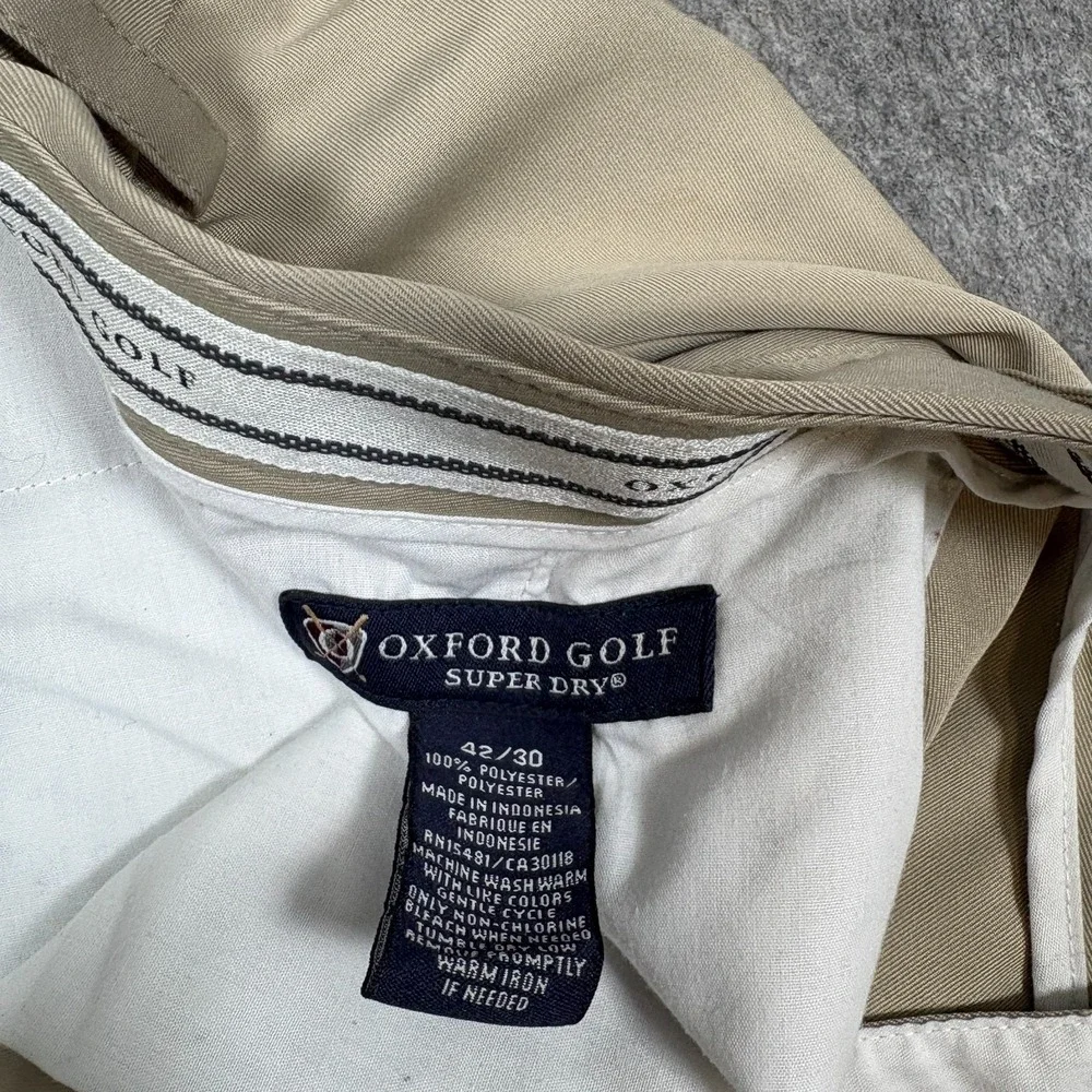 Oxford Golf Super Dry Men's Golf Pants Size 42/30 Flat Front Khakis Slash Pocket